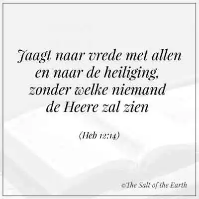 bijbeltekst hebreeën 12-14 Jaagt naar vrede met allen en naar de heiliging zonder welke niemand de Here zal zien