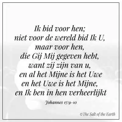 bijbeltekst johannes 17-9 ik bid voor hen niet voor de wereld bid ik u maar voor hen die die gij mij gegeven hebt want zij zijn van u en al het mijne is het uwe en het uwe is het mijne en ik ben in hen verheerlijkt