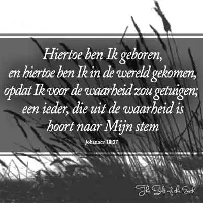 bijbeltekst johannes 17-34 hiertoe ben ik geboren en hiertoe ben ik in de wereld gekomen om voor de waarheid te getuigen een ieder die uit de waarheid is hoort naar mijn stem