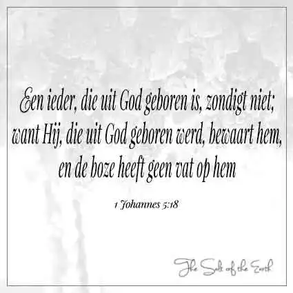 bijbeltekst 1 johannes 5:18 ieder die uit God geboren is zondigt niet