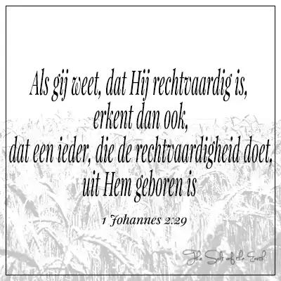 bijbelvers 1 johannes 5-18 als gij weet dat hij rechtvaardig is erkent dan ook dat een ieder die de rechtvaardigheid doet uit hem geboren is