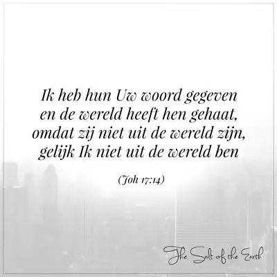 bijbeltekst johannes 17-14 ik heb hun uw woord gegeven en de wereld heeft hen gehaat omdat zij niet uit de wereld zijn gelijk ik niet uit de wereld ben