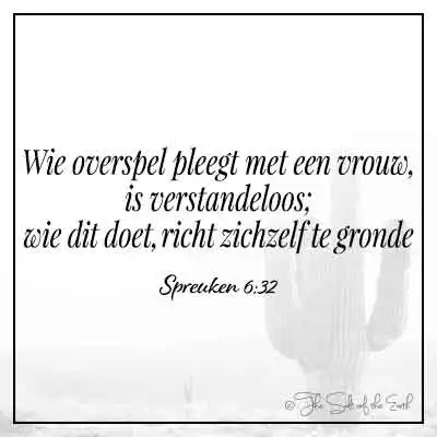 Spreuken 6-32-wie overspel pleegt met een vrouw is verstandeloos wie dit doet richt zichzelf te gronde