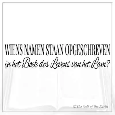 Artikel titel tekst wiens namen staan opgeschreven in het boek des levens van het Lam