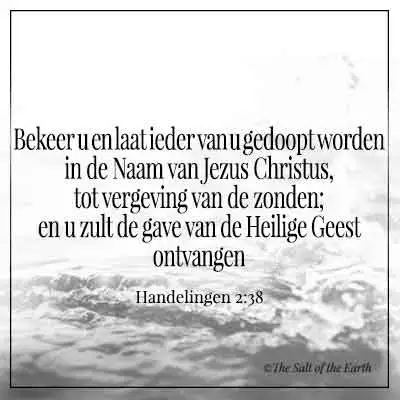 bijbeltekst handelingen 2-38 bekeer u en laat ieder van u gedoopt worden in de naam van jezus christus tot vergeving van zonden en u zult de gave van de heilige geest ontvangen